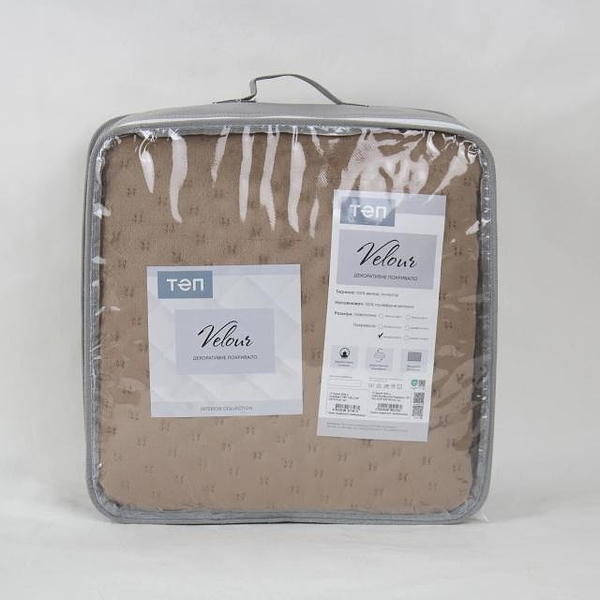 Фото - Покрывало двуспальное ТЕП VELOUR 220х240 см Капучино/Звездочка (4-00517_31708)