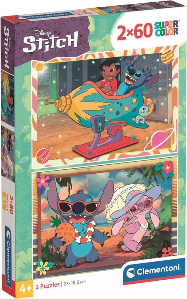 Пазлы (3-4 года) Clementoni 2в1 Stitch 2 шт. по 60 эл. (24822)