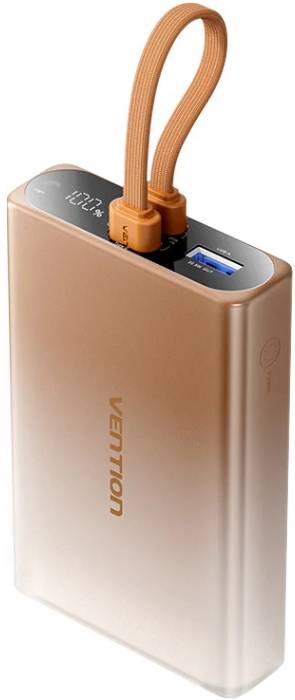 Фото - Батарея мобільна Vention 10000 mAh 22,5W PD, USB-A, USB-C In/Out, Lightning In/Out, LED display, Gold (FHZJ0)