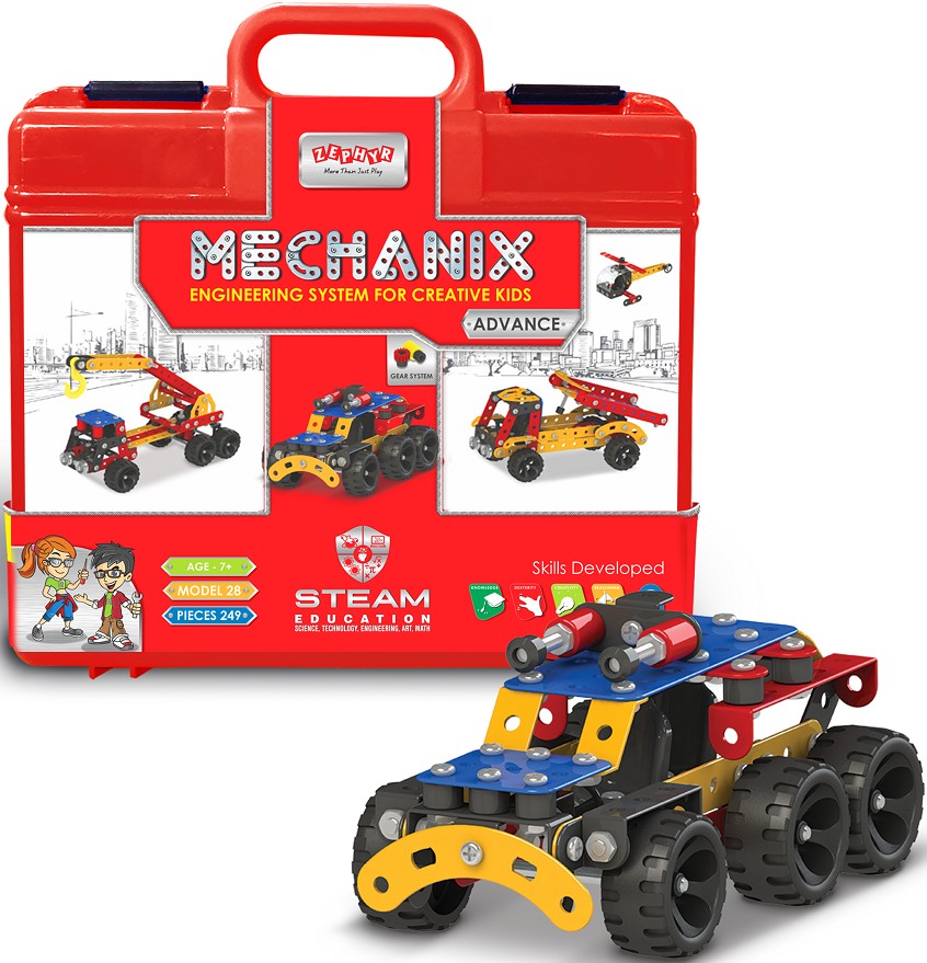 Металевий конструктор ZEPHYR у пластиковому кейсі "MECHANIX" ADVANCE (249 елм./28 мод.) (9006) - Фото 1