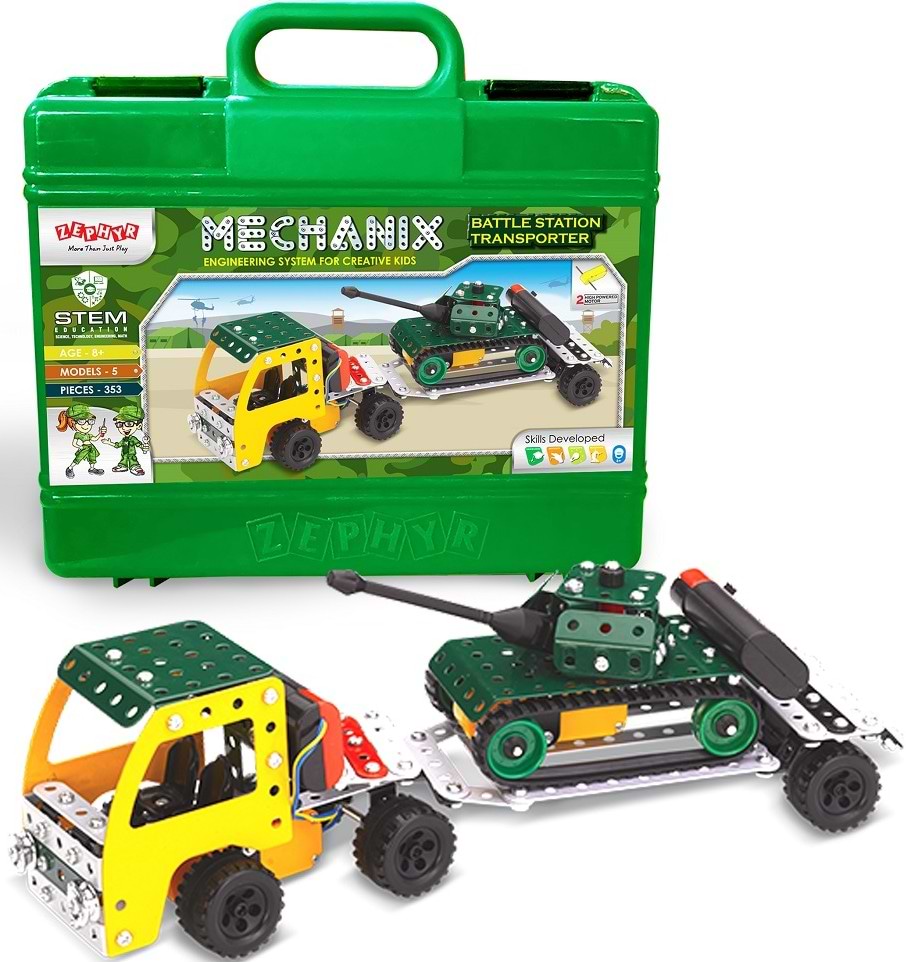 Металевий конструктор ZEPHYR  у пластиковому кейсі "MECHANIX" Тягач (353елм/5мод)  (1069)
