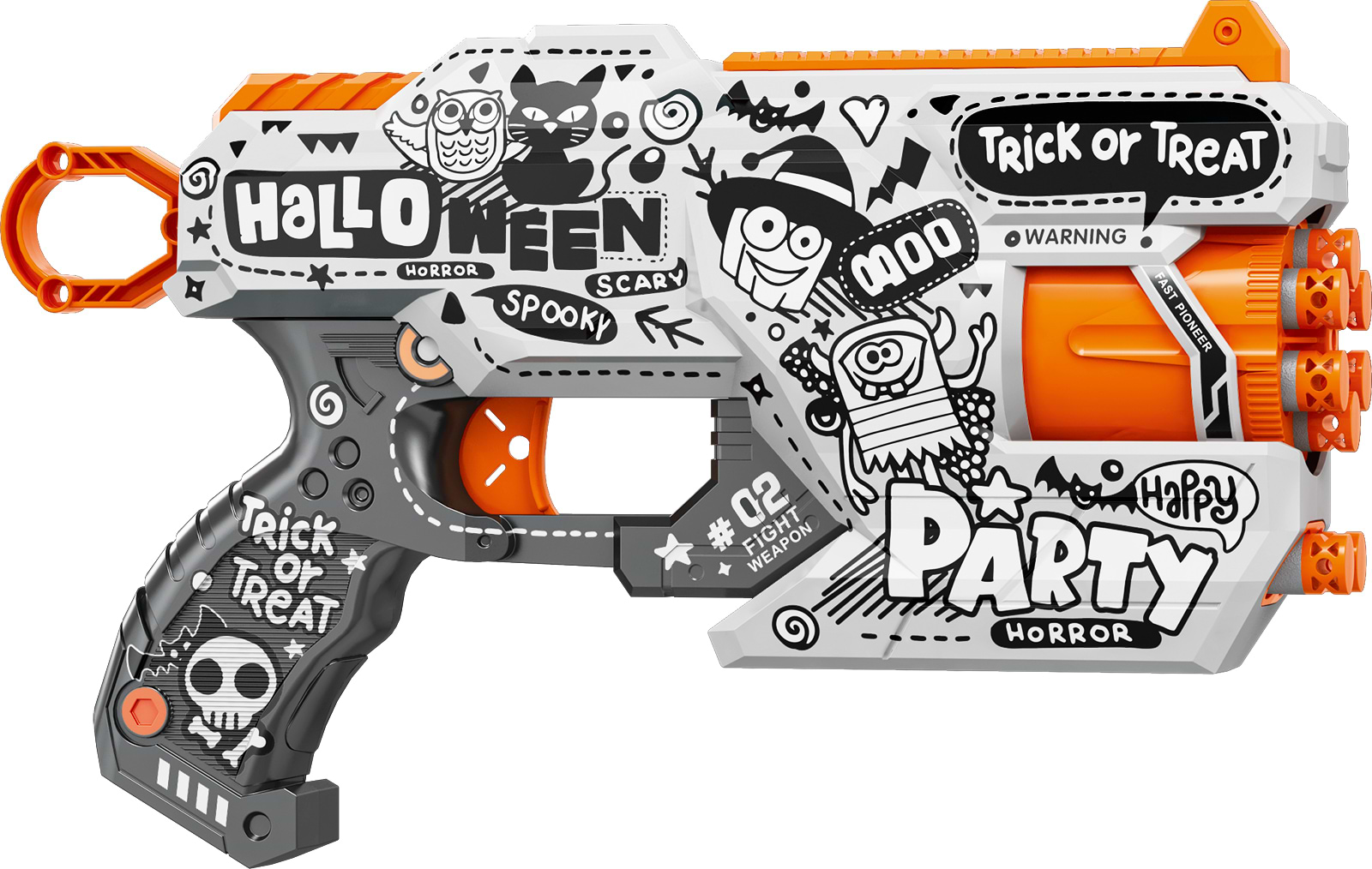 Бластер многозарядный Fast Pioneer с барабаном и мягким. патронами 12 шт. Вечеринка Привидений (BH134)