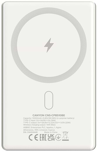 Фото - Батарея мобильная Canyon OnPower 510 slim Magsafe 10000 mAh PD20W Beige (CNS-CPB510BE)