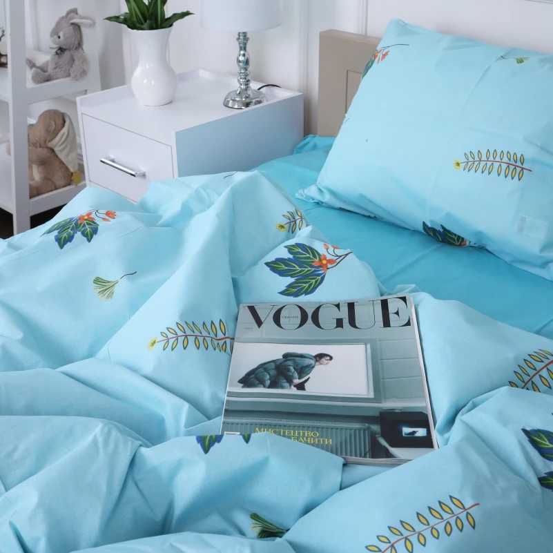 Фото - Комплект постельного белья детский MirSon 110х140 см Бязь 17-4736 Green leaves (2200008926151)