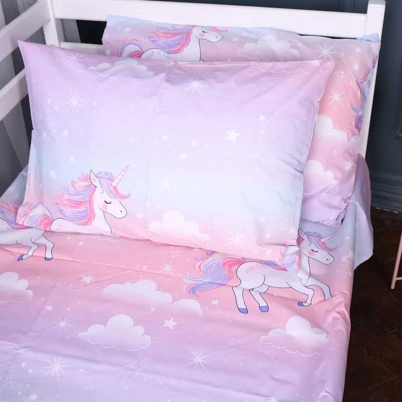 Комплект постельного белья детский MirSon Бязь Kids Time 17-0790 Единорог на радуге 110х140 (2200011396286)