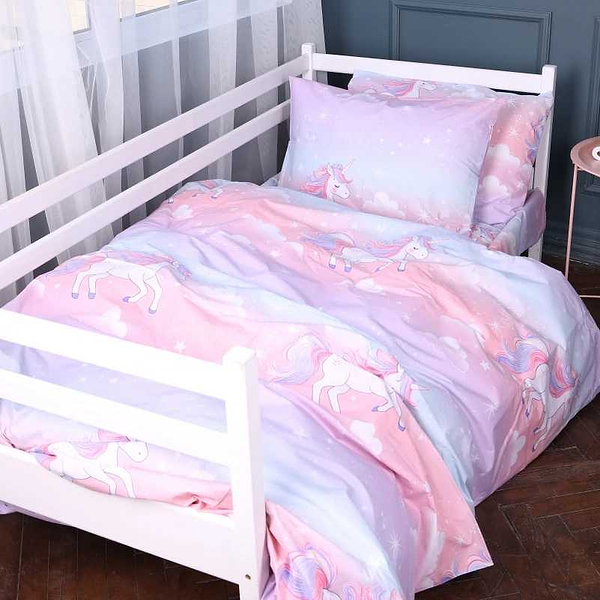 Фото - Комплект постельного белья детский MirSon Бязь Kids Time 17-0790 Единорог на радуге 220х240 (2200011396361)