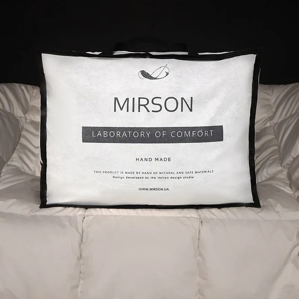 Фото - Ковдра зимова полуторна MirSon 100% пух Сатин-Преміум пухотримаючий № 066 "Silver Cloud" 155х215 (2200009348679)