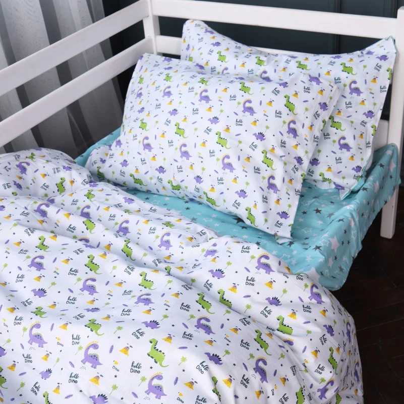 Комплект постельного белья детский MirSon Бязь Kids Time 18-0001 Hello Dino 143 x 210 см (2200006974734)