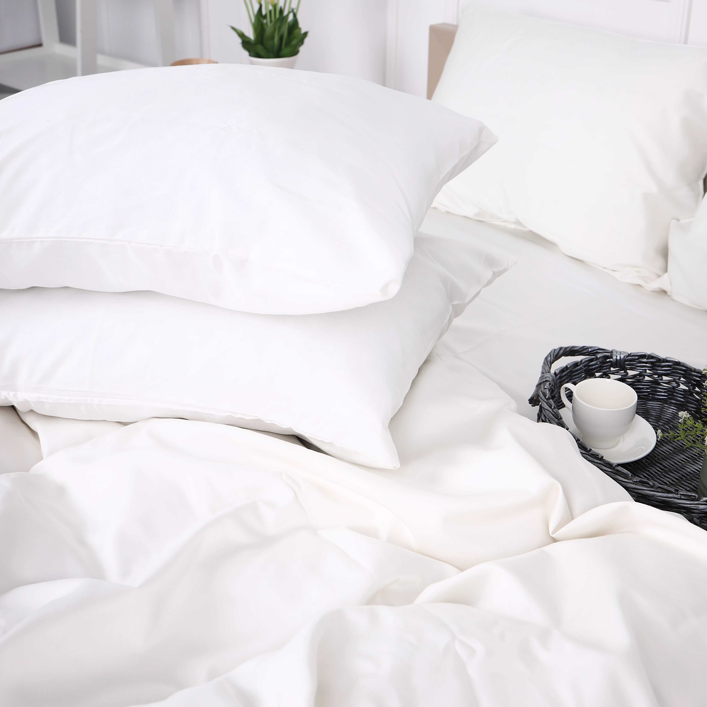 Комплект постельного белья MirSon Сатин Moko White 0001 175х210 (2200000671332)