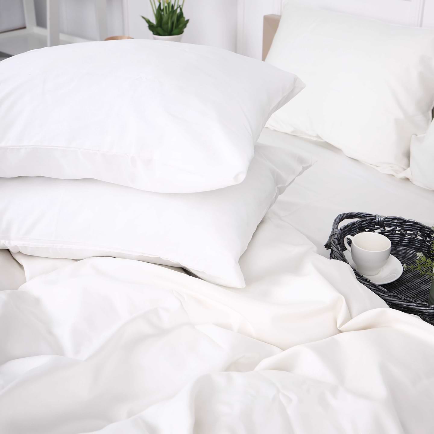 Комплект постельного белья MirSon Сатин Moko White 0001 200х220 (2200000671578)