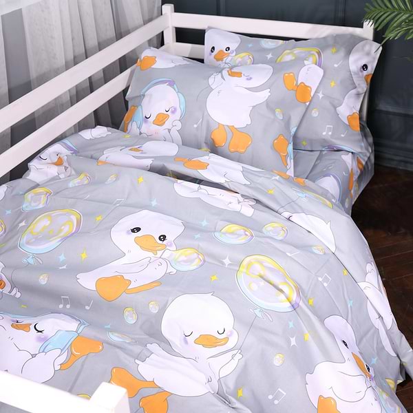 Фото - Комплект постільної білизни MirSon 143х210 см 17-0896 Baby Ducks Gray Бязь (2200012393598)
