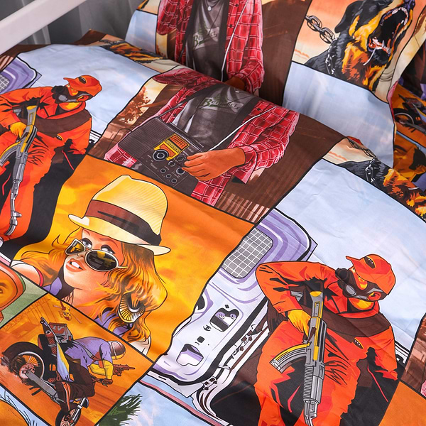 Фото - Комплект постільної білизни MirSon 143х210 см Kids Time 17-0898 GTA City Бязь (2200012395349)