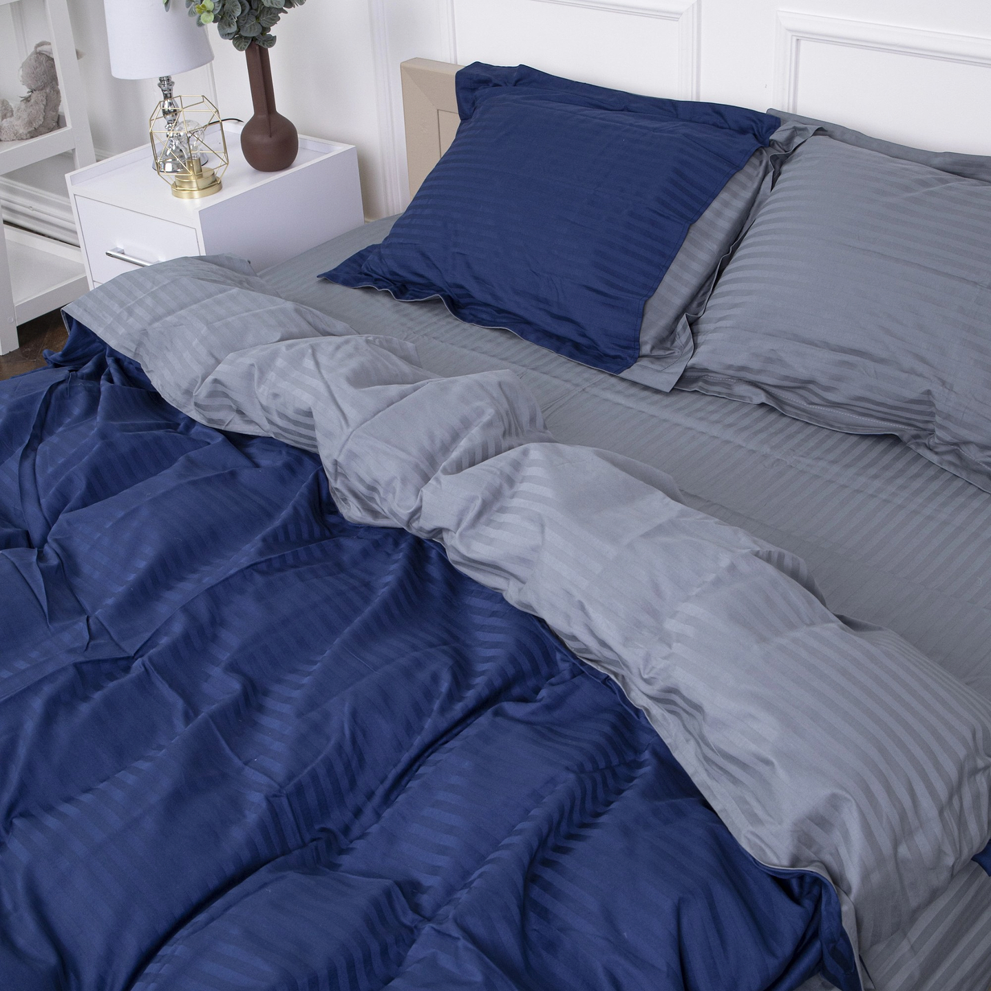 Комплект постельного белья детский MirSon Satin Stripe 30-0020 + 30-0011 Sumburey 110х140 (2200005247501)