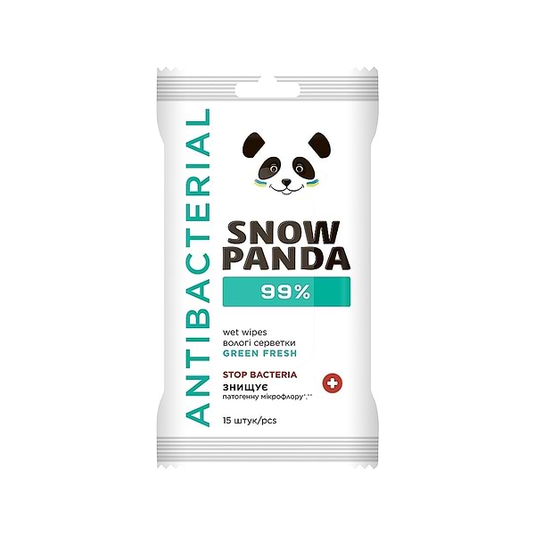 Фото - Серветки гігієнічні вологі Сніжна панда 99,9% Green Fresh антимікробні 15 шт. (4820183972118) Фото - Серветки гігієнічні вологі Сніжна панда 99,9% Green Fresh антимікробні 15 шт. (4820183972118)