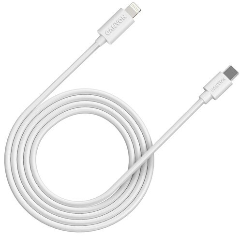 Кабель синхронізації даних Canyon USB-C to Lightning 2 м White (CNE-CFI12W)