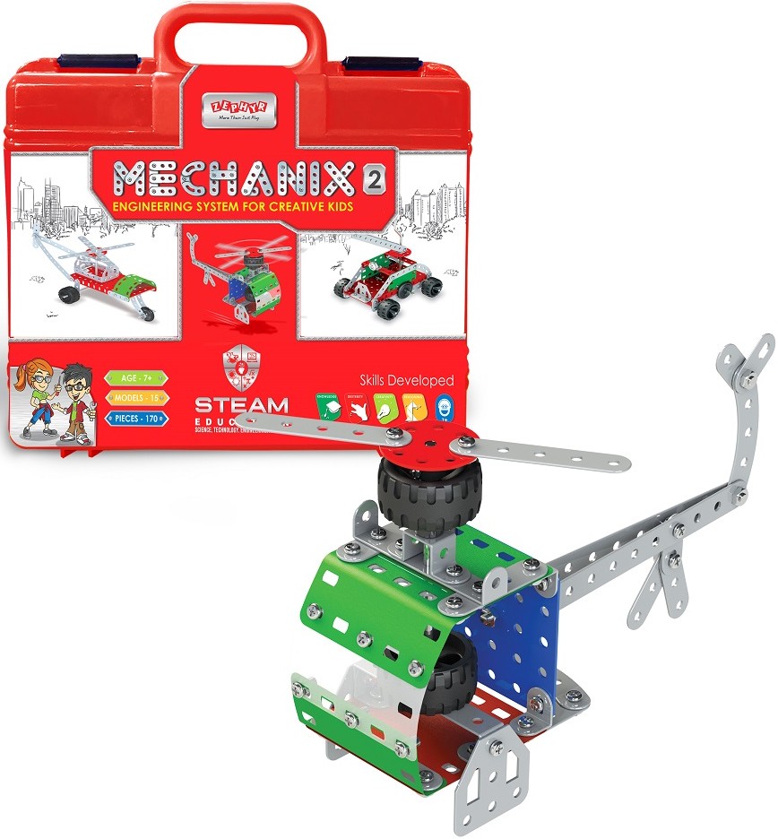 Металевий конструктор ZEPHYR у пластиковому кейсі "MECHANIX" №2 (170 елм./15 моделей) (1067)