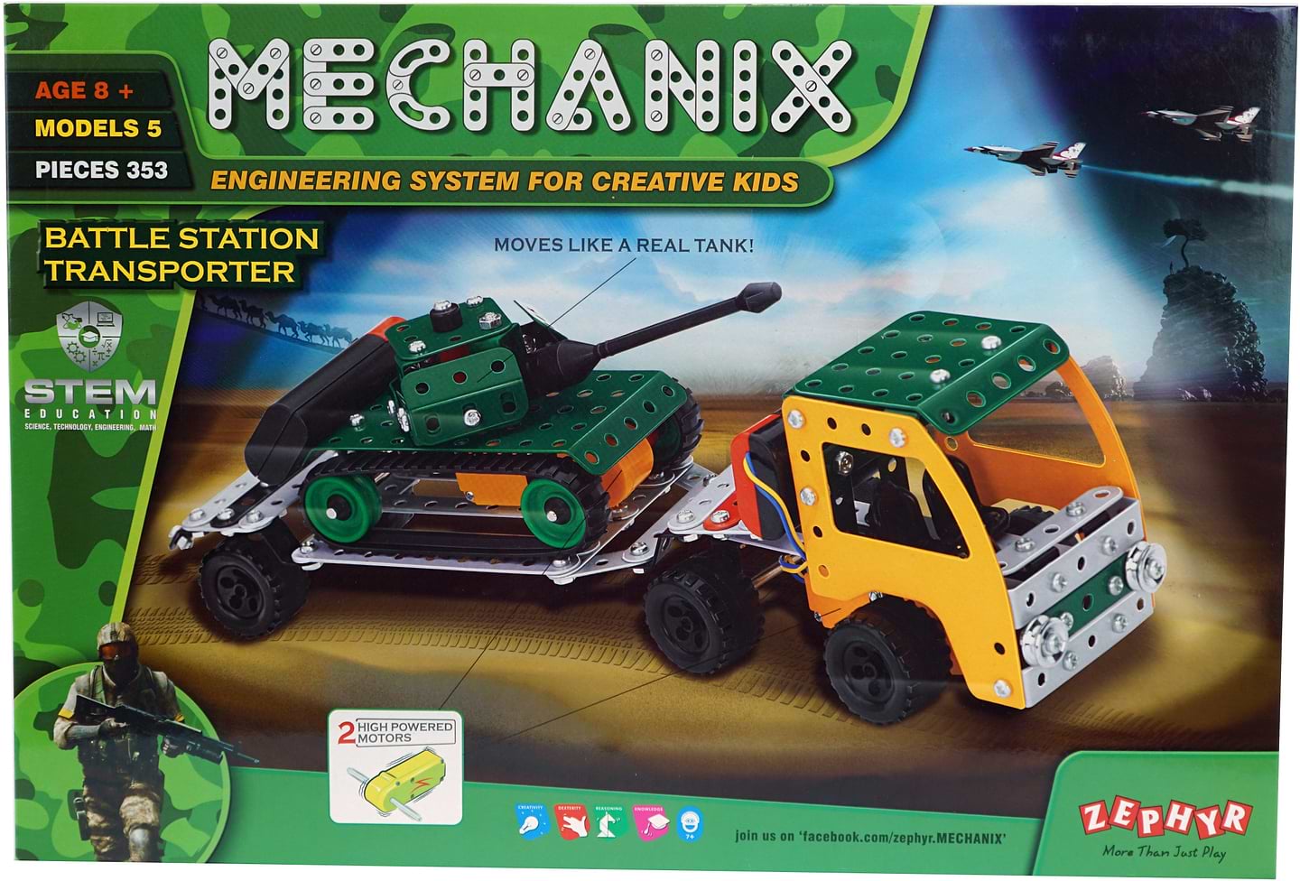 Металевий конструктор ZEPHYR "MECHANIX" Тягач (353 елм. / 5 мод)  (1024)