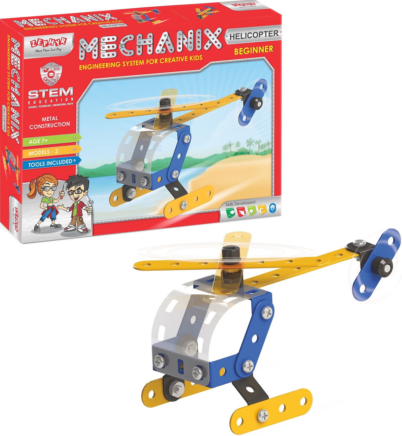 Металевий конструктор ZEPHYR "MECHANIX"  Вертоліт (2 моделі + інструменти) (1061)