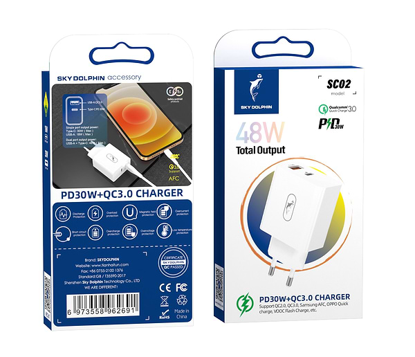 Фото - Сетевое зарядное устройство SkyDolphin SC02 (2USBx2.4A) White (MZP-000185)