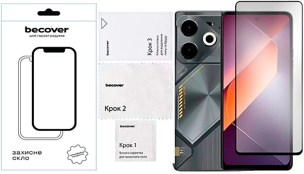 Фото - Защитное стекло для смартфона BeCover for Tecno POVA 6 (LI7) Black (711580)