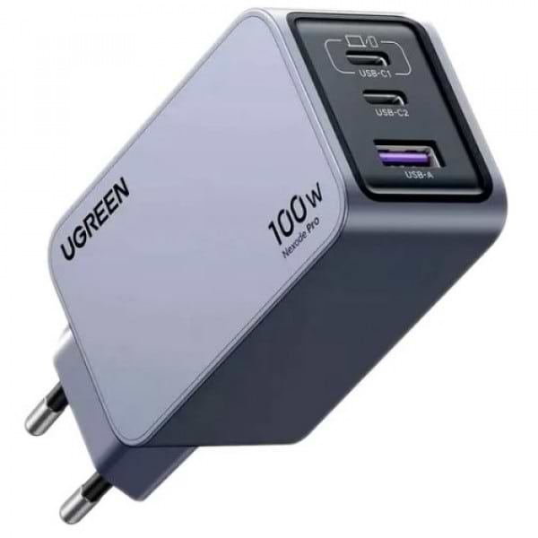 Мережевий зарядний пристрій UGREEN 3xUSB 100W GaN (2xType-C+USB-A) Nexode Pro Gray X757 (25874) - Фото 1