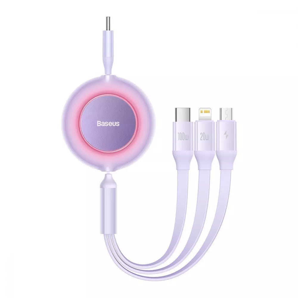 Кабель Baseus Bright Mirror 2 Series 3-in-1 Micro USB+Lightning+Type-C 100W 1.1 m Purple (CAMJ010205)
