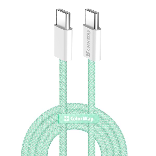 Фото - Кабель синхронізації даних Colorway Type-C - Type-C (PD Fast Charging 60W) 3.0А 1м зелений (CW-CBPDCC061-G)