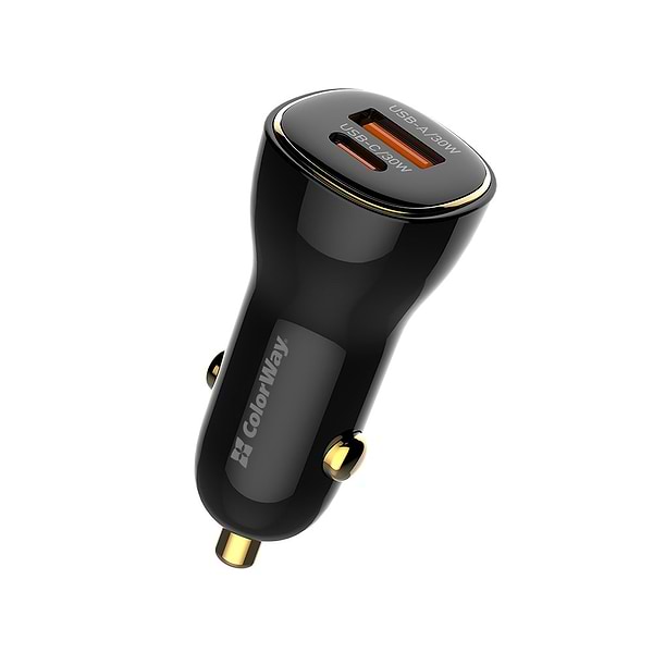 Фото - Уценка - Автомобильное зарядное устройство Colorway Power Delivery Port PPS USB USB-A + USB-C 60W Black (CW-CHA046PD-BK)