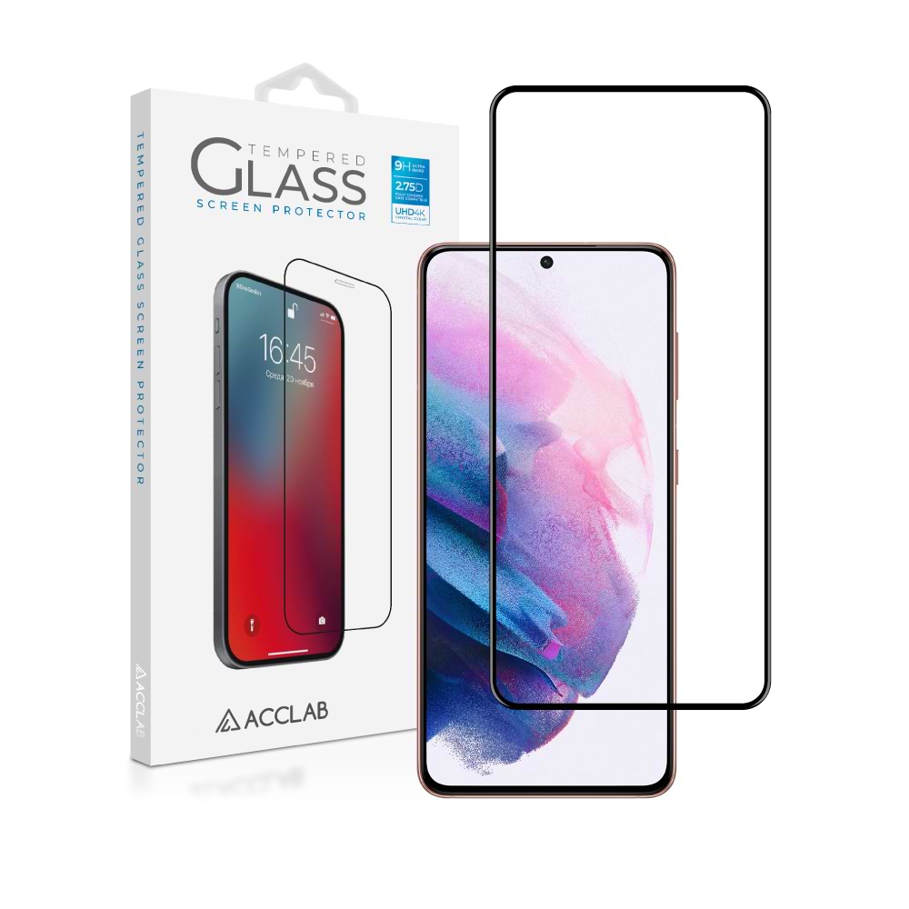Захисне скло для смартфону ACCLAB Full Glue for Samsung S21 (G991) Black (1283126510519) - Фото 1