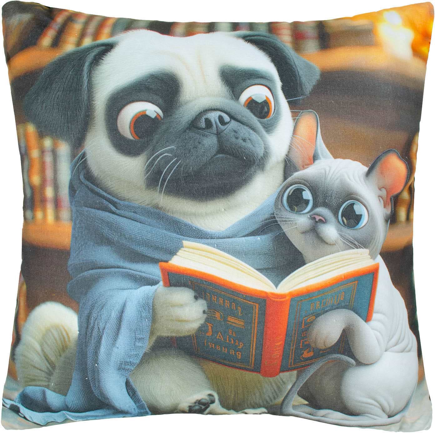 Подушка декоративная Home Line ПОЛУПАНАМА Кот и Пес с книгой (СД) 45х45 (189222)