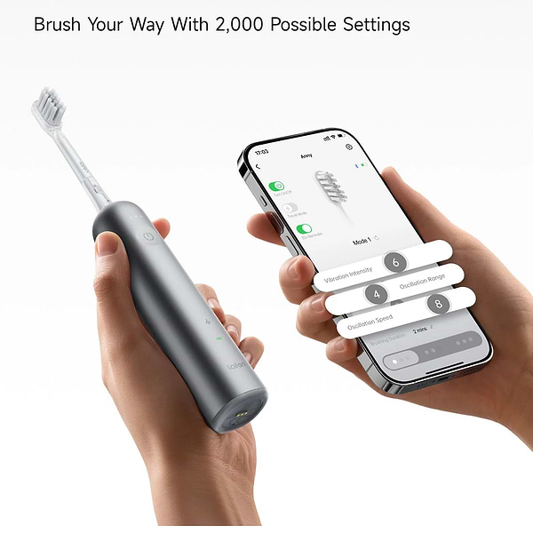 Фото - Зубная щетка электрическая Laifen Wave набор з кейсом, аллюминий серый (1TB91-L-EU-DG-001/2BE2Y-LFTBO1)