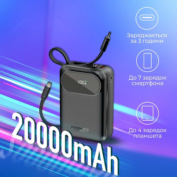 Фото - Батарея мобільна Promate 20000mAh (powerpod-20.black)