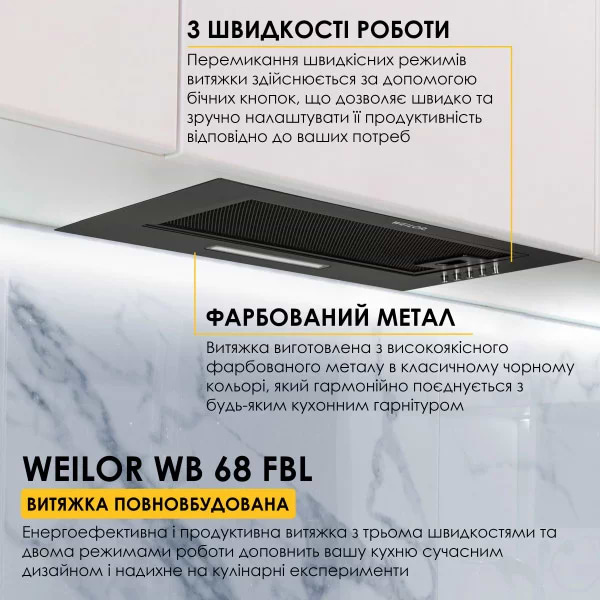 Фото - Вытяжка встраиваемая Weilor WB 68 FBL