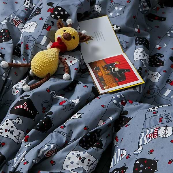 Фото - Комплект постільної білизни Moon&Star Бязь Gold Люкс «Feline Fun» King Size 220x240 нав. 2х70х70 (MS-820006302)