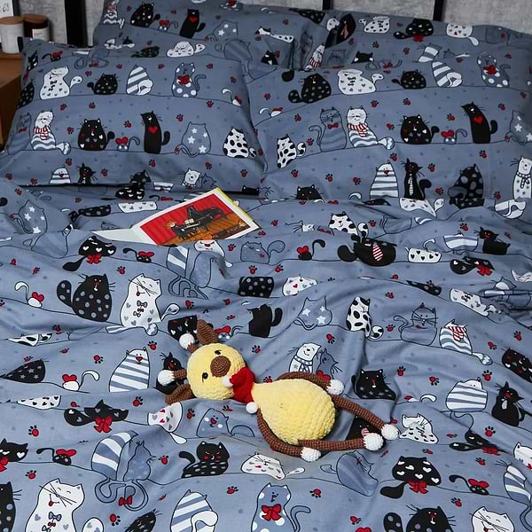 Фото - Комплект постільної білизни Moon&Star Бязь Gold Люкс «Feline Fun» King Size 220x240 нав. 2х70х70 (MS-820006302)