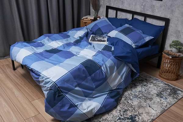 Фото - Комплект постельного белья Moon&Star Бязь Gold Люкс «Finland Blue» 200х220 нав. 4х70х70 (MS-820004879)