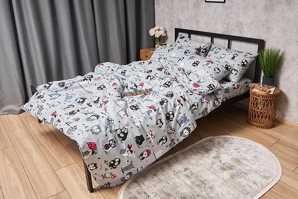 Фото - Комплект постельного белья Moon&Star Бязь Gold Люкс «Owls Gray» 200х220 нав. 2х50х70  (MS-820005471)