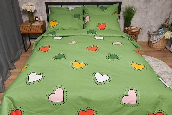 Фото - Комплект постільної білизни Moon&Star Бязь Gold Люкс «Rainbow Hearts» 200х220 нав. 4х50х70  (MS-820005368)