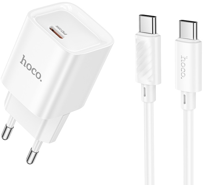 Сетевое зарядное устройство HOCO C146A PD20W charger set (C to C) (EU) White (6942007630269)