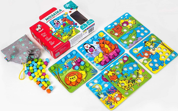 Фото - Дерев'яна мозаїка Vladi Toys Зоопарк (ZB2002-02)