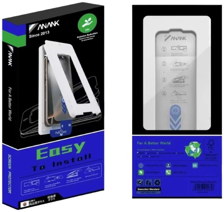 Защитное стекло для смартфона Anank 2.5D Curved Clear (2pcs) Glass with installation box for iPhone 16 Pro Max (2003214)
