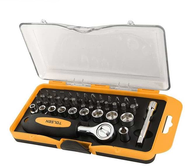 Набор торцевых головок Tolsen 1/4" с трещоткой 38 шт. (20035)