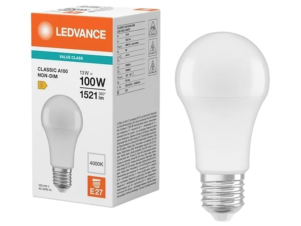 Фото - Лампочка світлодіодна Ledvance LED E27 13Вт 4000К 1521Лм A100 VALUE (4099854049002)