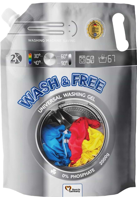 Гель для стирки WASH & FREE Универсальный (DOYPACK) 2000г - Фото 1