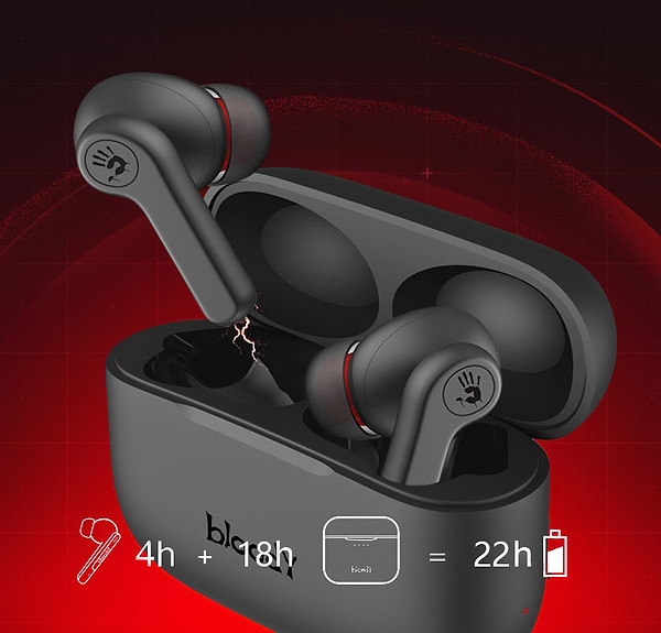 Фото - Навушники вкладиші бездротові TWS Bloody M30 Black+Red