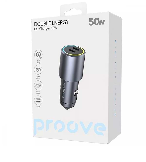Фото - Автомобільний зарядний пристрій Proove Double Energy 50W Type-C Metal Gray (ACDE50022206)
