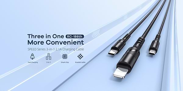 Фото - Кабель Remax RC-186th SPEED Combo 3-in-1 USB - Lightning + micro USB + USB Type-C (M/M), 2.1 A, 1.2 м, Black (2000700011052)
