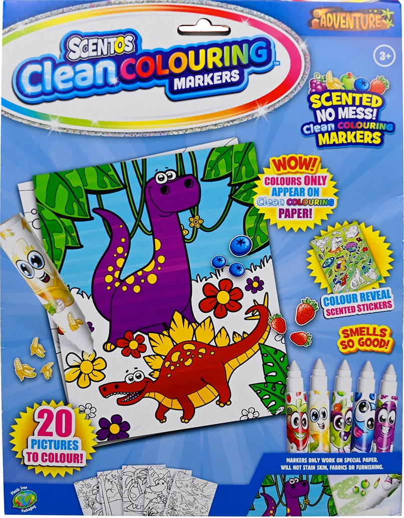 Набор для рисования Scentos Ароматный серии «Clean Colouring» – ЗАХВАТЫВАЮЩИЕ ПРИКЛЮЧЕНИЯ (раскраски, маркеры, наклейки) (20211) - Фото 1