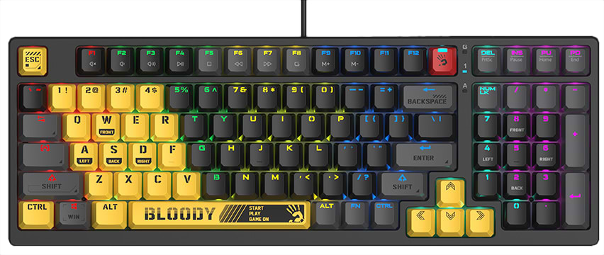 Клавиатура проводная игровая Bloody S98  Sports Lime - Фото 1