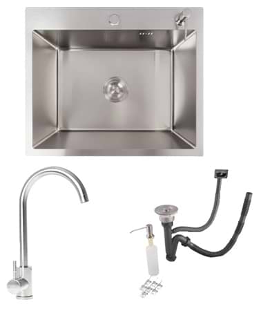 Мийка кухонна+змішувач VALESO Handmade 60х50 нержавіюча сталь +56 NESP - Фото 1